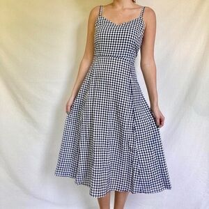 GAP Black and White Gingham Midi Dress